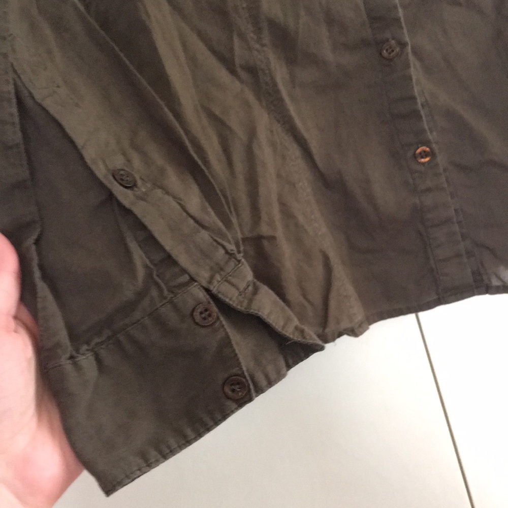 Zara Basic Green Button Up Lightweight Blouse - image 4